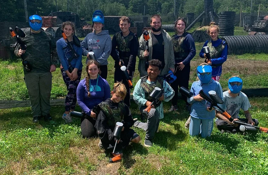 A mixed group of paintball players